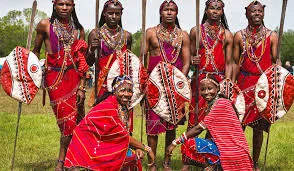 Maasai warriors in traditional dress