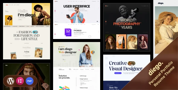 Diego – Creative Personal Portfolio & Resume WordPress Theme