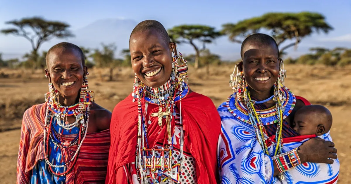 Maasai people in traditional attire